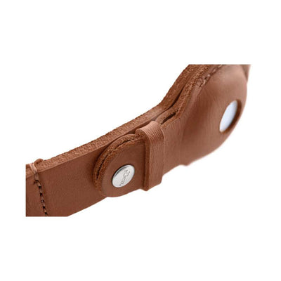 Hunter Leather Dog Collar with Apple Airtag Holder, Cognac