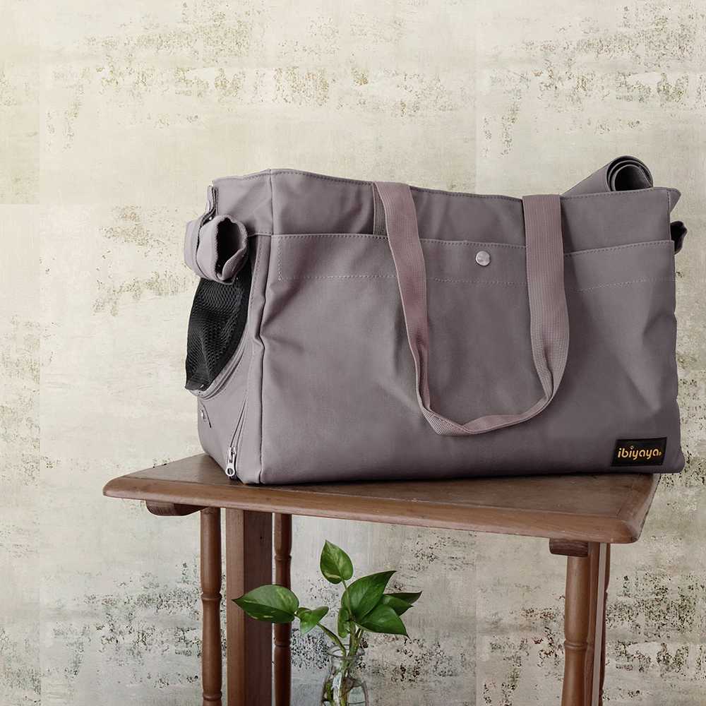 Gray canvas tote on sale bag