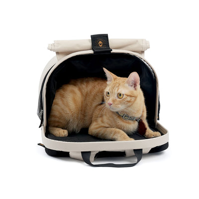 Ibiyaya Panorama Zipper-Free Small Pet Travel Carrier, Buttermilk