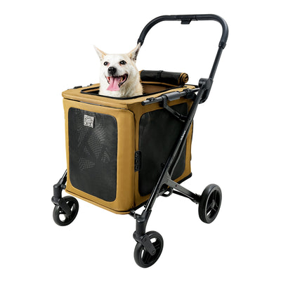 Ibiyaya BigBuddy Pet Stroller and Crate Combo, Camel