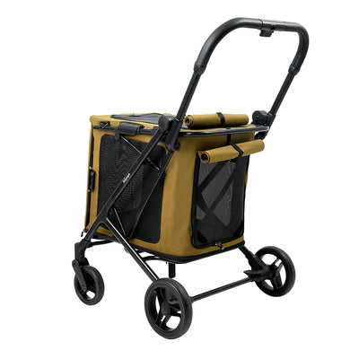 Ibiyaya BigBuddy Pet Stroller and Crate Combo, Camel