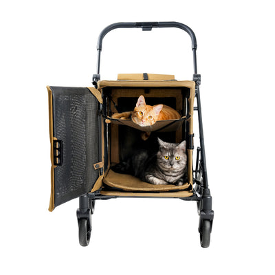 Ibiyaya BigBuddy Pet Stroller and Crate Combo, Camel