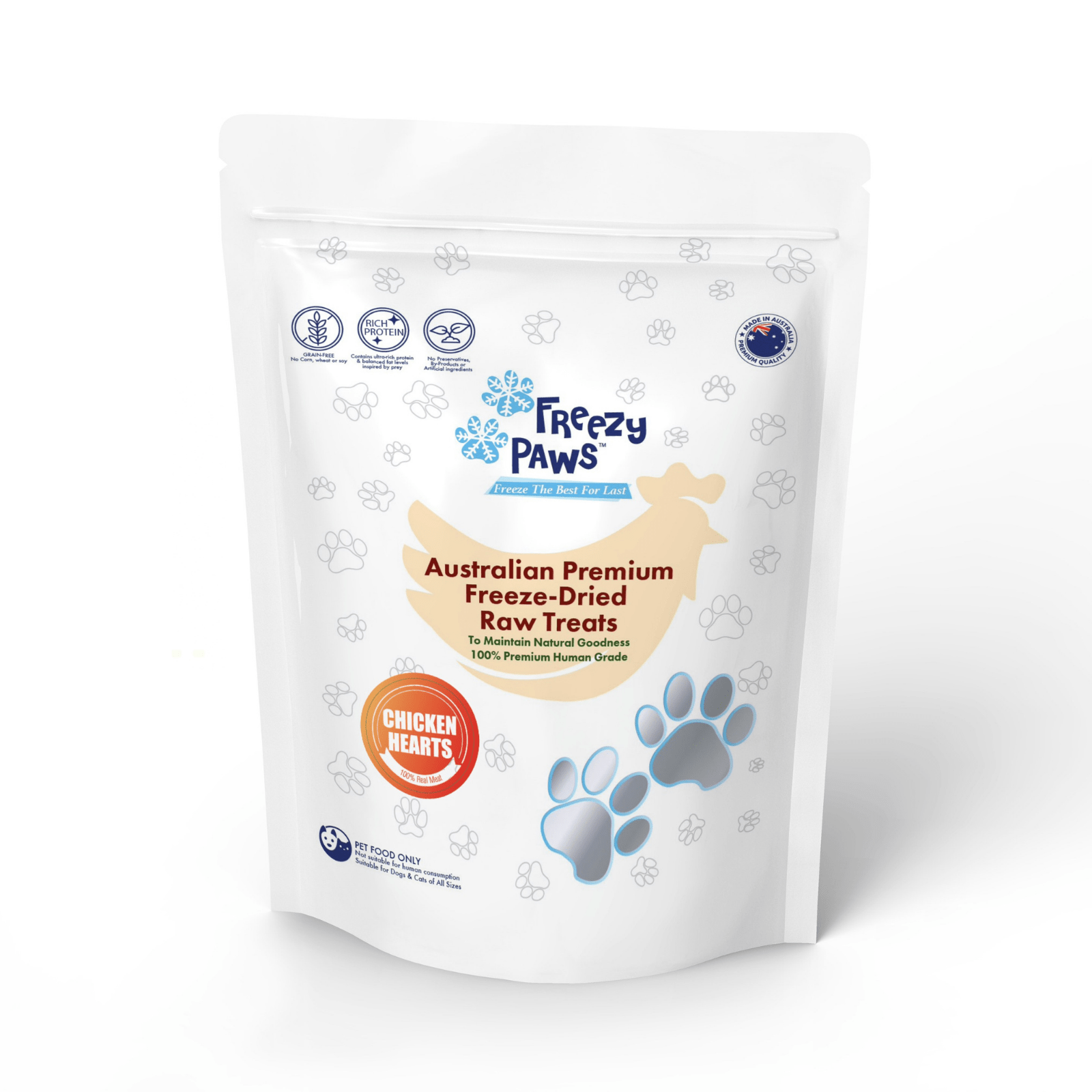 Premium Human Grade Freeze Dried Raw Pet Treats Chicken Hearts