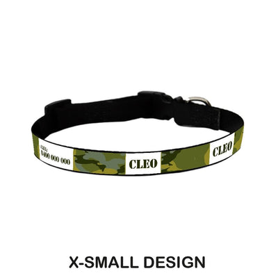 ID Pet Dog Collar X-Small (20-31cm) Personalised Dog Collar - Camouflage