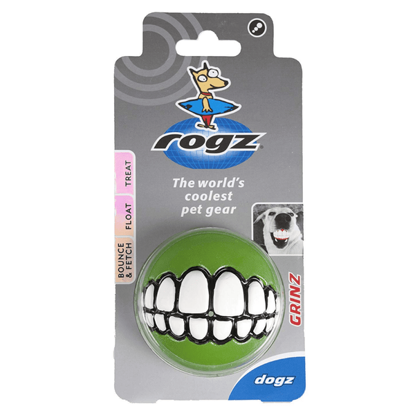 Rogz Grinz Dog Ball Toy Lime Modern Pets